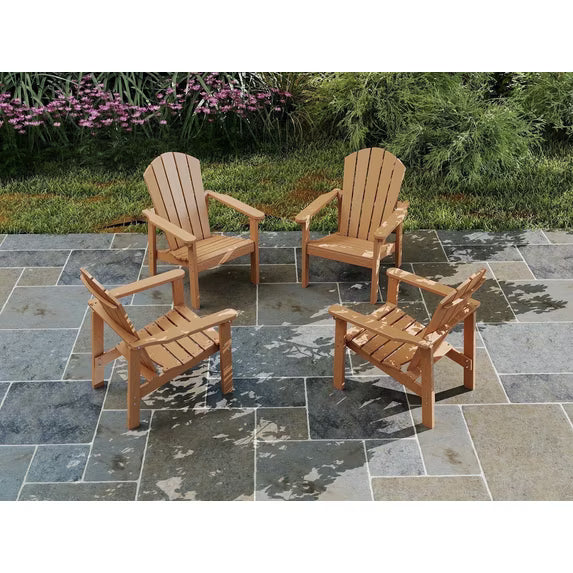 Cobiod Stackable Adirondack Patio Chair Set of 4, HDPE All-Weather Outdoor Lounge Chair, Wood Grain Ergonomic Design