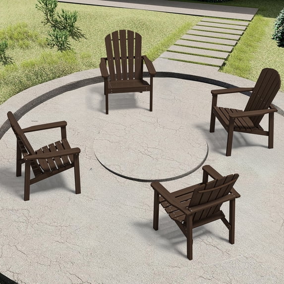 Cobiod Stackable Adirondack Patio Chair Set of 4, HDPE All-Weather Outdoor Lounge Chair, Wood Grain Ergonomic Design