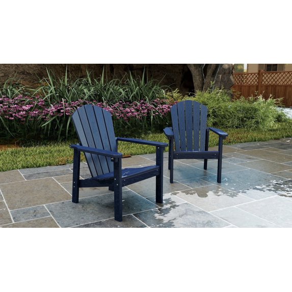 Cobiod Stackable Adirondack Chair Set of 2, HDPE All-Weather Patio Chair, Wood Grain Ergonomic Outdoor Chair for Backyard