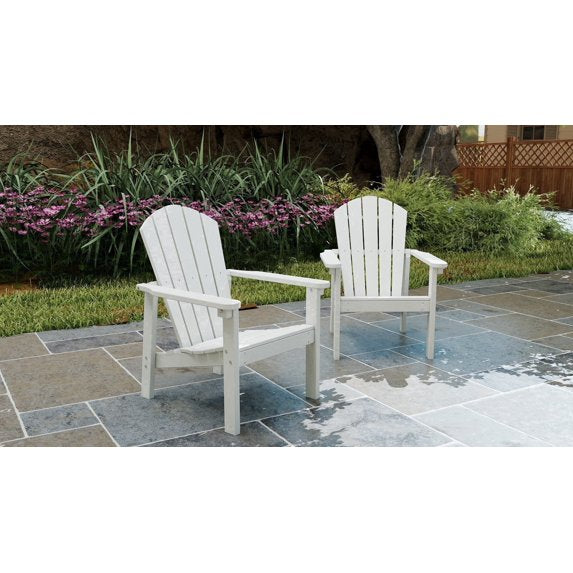 Cobiod Stackable Adirondack Chair Set of 2, HDPE All-Weather Patio Chair, Wood Grain Ergonomic Outdoor Chair for Backyard