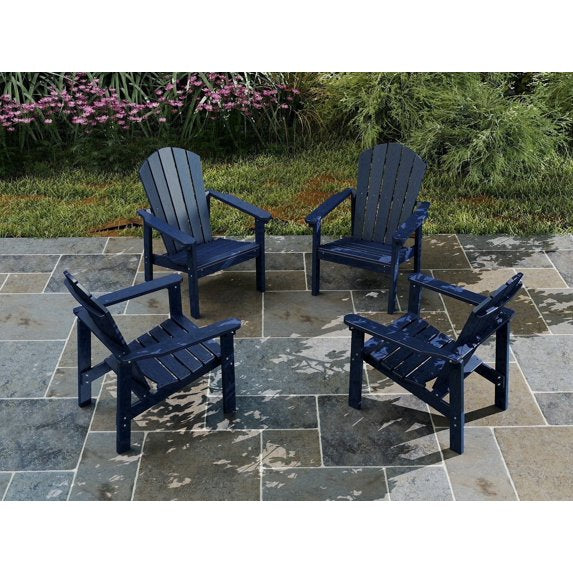 Cobiod Stackable Adirondack Patio Chair Set of 4, HDPE All-Weather Outdoor Lounge Chair, Wood Grain Ergonomic Design