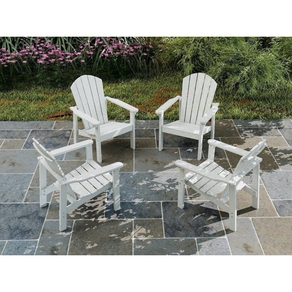 Cobiod Stackable Adirondack Patio Chair Set of 4, HDPE All-Weather Outdoor Lounge Chair, Wood Grain Ergonomic Design