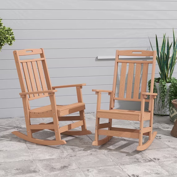 Cobiod Oversized Rocking Chair Set of 2,HDPE All-Weather Outdoor Rocking Chair,Patio Rocking Chairs for Porch