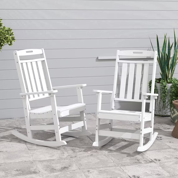 Cobiod Oversized Rocking Chair Set of 2,HDPE All-Weather Outdoor Rocking Chair,Patio Rocking Chairs for Porch