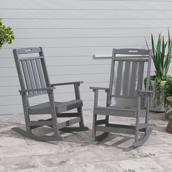 Cobiod Oversized Rocking Chair Set of 2,HDPE All-Weather Outdoor Rocking Chair,Patio Rocking Chairs for Porch